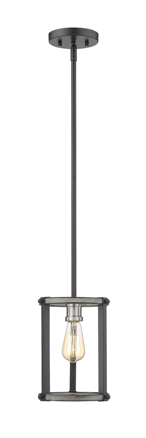 One Light Pendant by Z-Lite - Kirkland Collection, Ashen Barnboard Finish - 472MPR-ABB