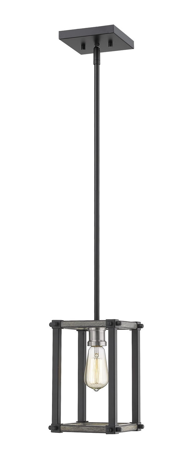 One Light Pendant by Z-Lite - Kirkland Collection, Ashen Barnboard Finish - 472MPS-ABB