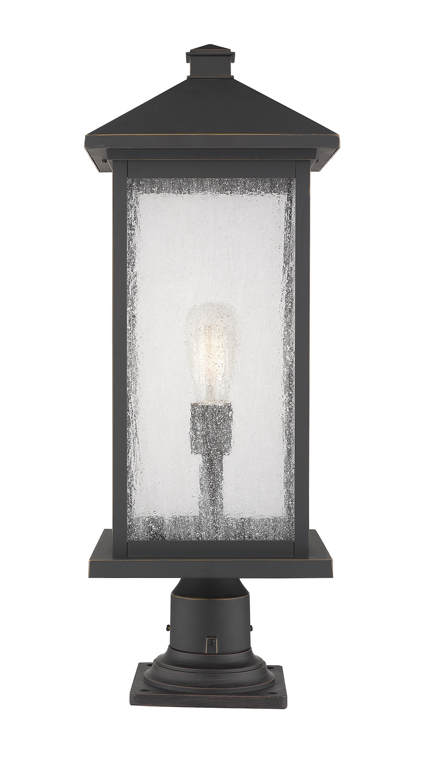 One Light Outdoor Pier Mounted Fixture by Z-Lite - Portland Collection, Oil Rubbed Bronze Finish - 531PHBXLR-533PM-ORB
