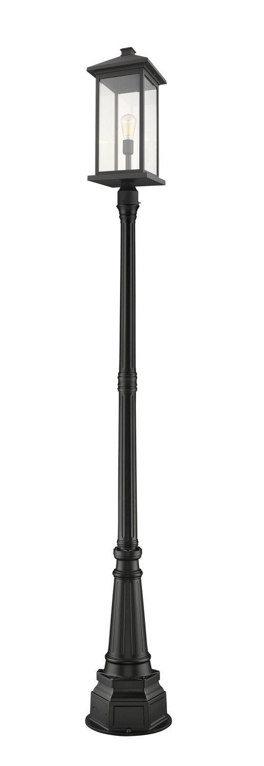 One Light Outdoor Post Mounted Fixture by Z-Lite - Portland Collection, Black Finish - 531PHBXLR-564P-BK
