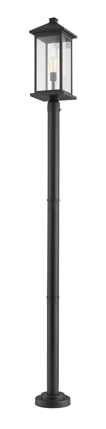 One Light Outdoor Post Mounted Fixture by Z-Lite - Portland Collection, Black Finish - 531PHBXLR-567P-BK
