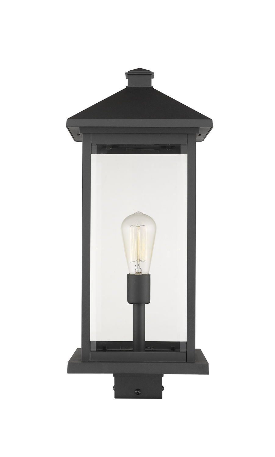 One Light Outdoor Post Mount Fixture by Z-Lite - Portland Collection, Black Finish - 531PHBXLS-BK