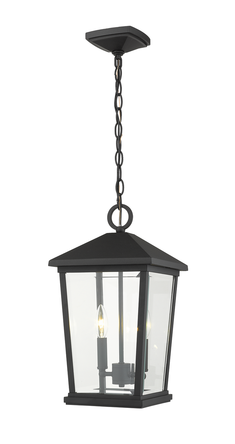 Two Light Outdoor Chain Mount Ceiling Fixture by Z-Lite - Beacon Collection, Black Finish - 568CHB-BK