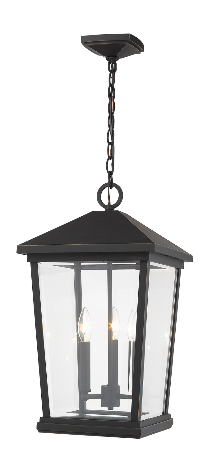 Three Light Outdoor Chain Mount Ceiling Fixture by Z-Lite - Beacon Collection, Oil Rubbed Bronze Finish - 568CHXL-ORB
