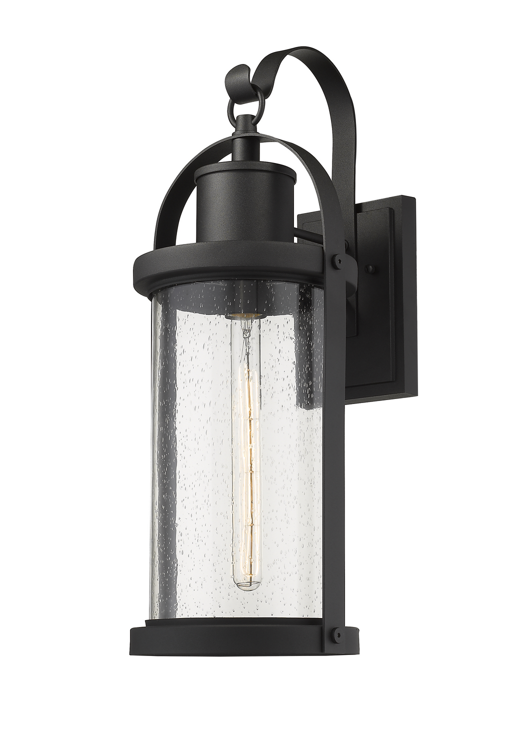 One Light Outdoor Wall Light by Z-Lite - Roundhouse Collection, Black Finish - 569B-BK