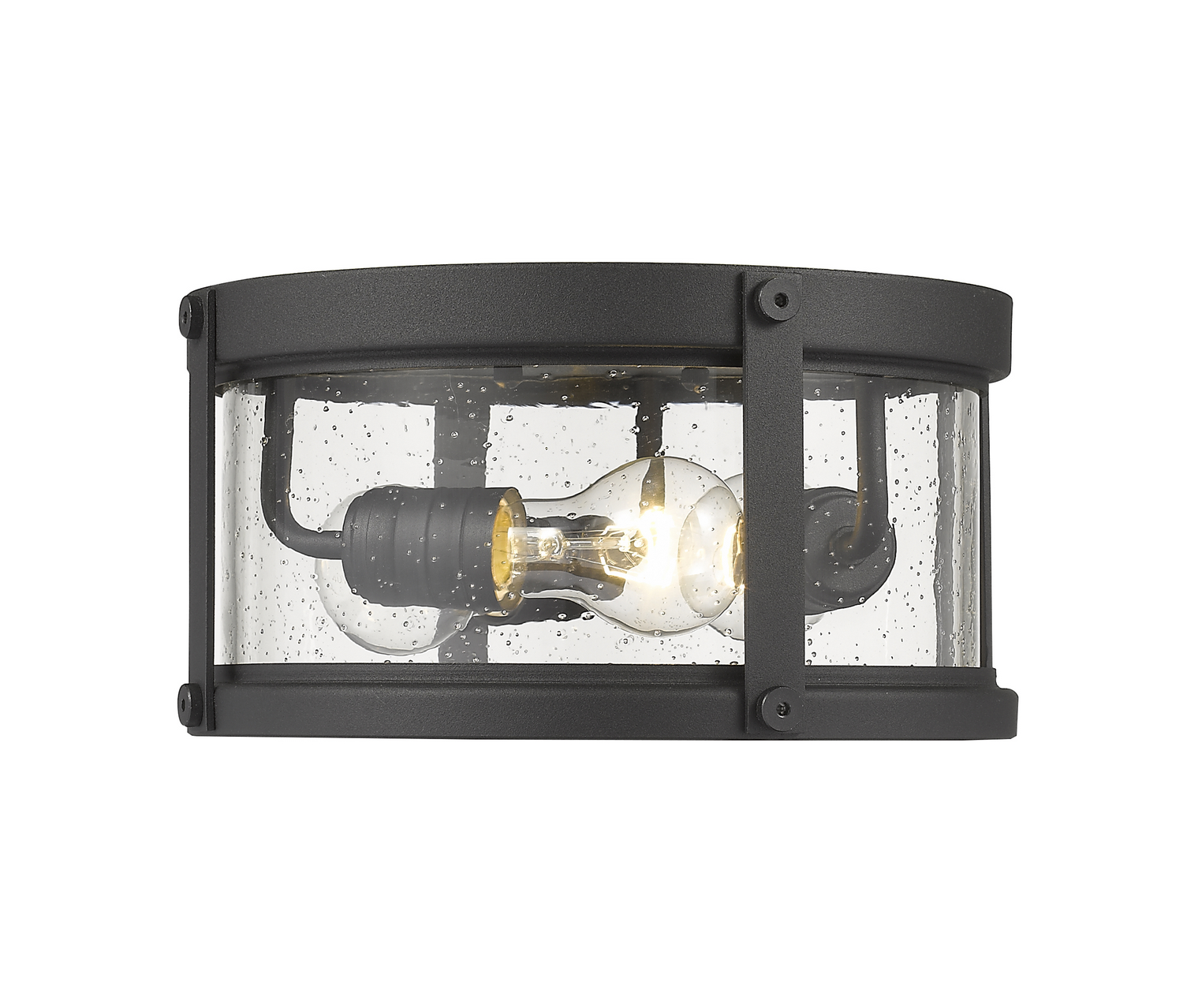 Three Light Outdoor Flush Mount by Z-Lite - Roundhouse Collection, Black Finish - 569F-BK