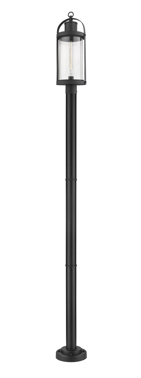 One Light Outdoor Post Mounted Fixture by Z-Lite - Roundhouse Collection, Black Finish - 569PHB-567P-BK