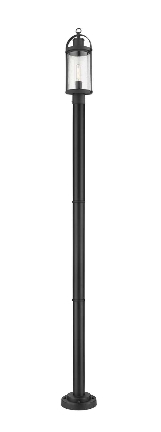 One Light Outdoor Post Mounted Fixture by Z-Lite - Roundhouse Collection, Black Finish - 569PHM-567P-BK