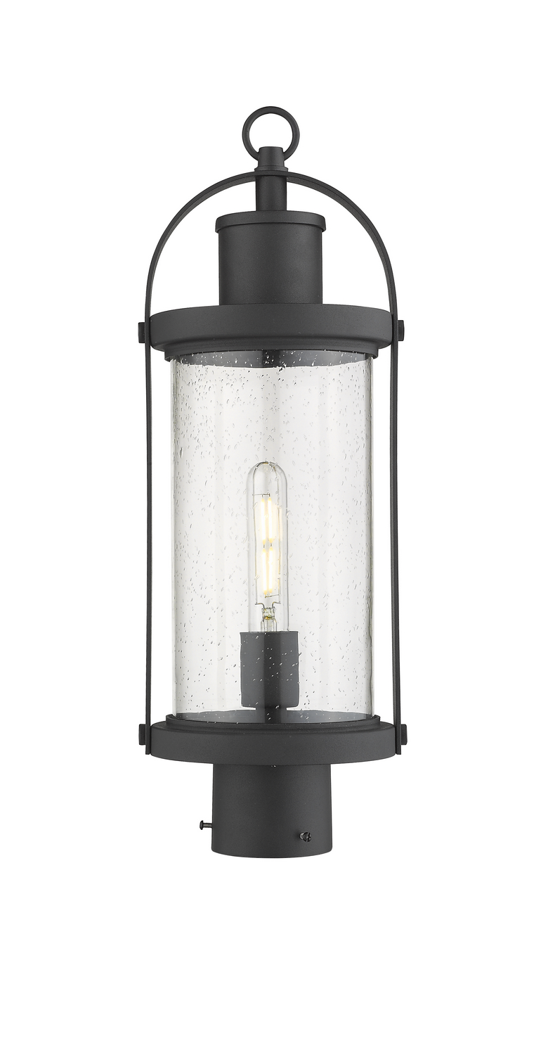 One Light Outdoor Post Mount Fixture by Z-Lite - Roundhouse Collection, Black Finish - 569PHM-BK