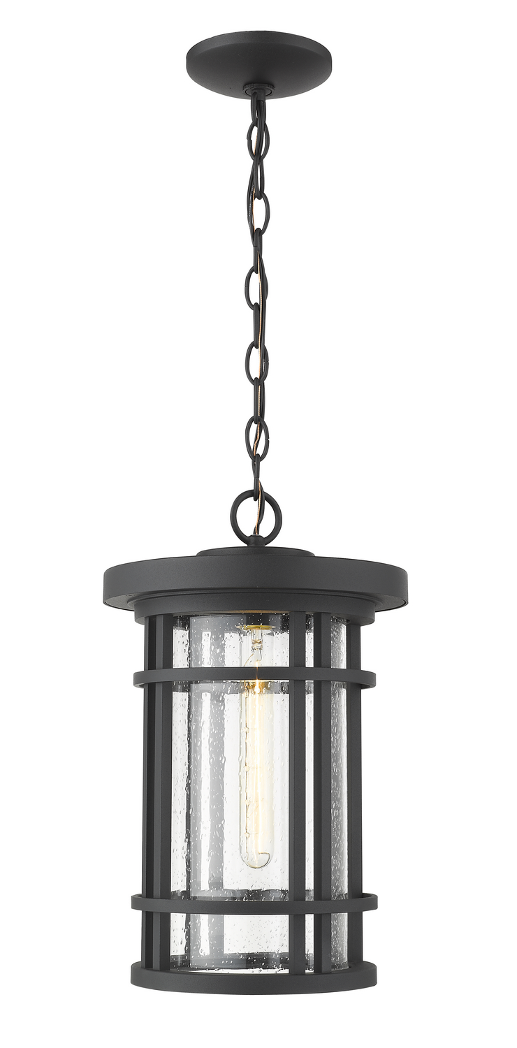 One Light Outdoor Chain Mount Ceiling Fixture by Z-Lite - Jordan Collection, Black Finish - 570CHB-BK