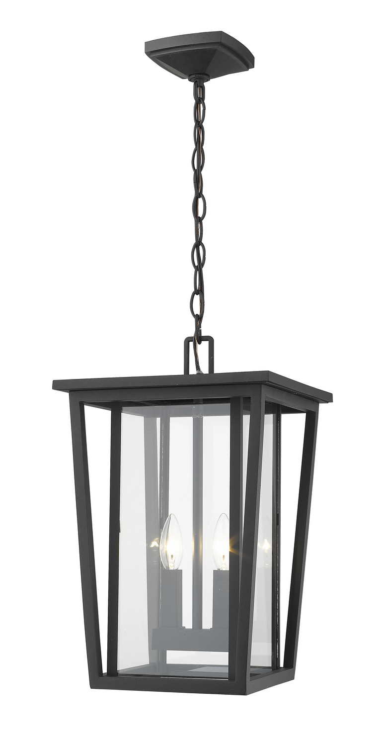 Two Light Outdoor Chain Mount Ceiling Fixture by Z-Lite - Seoul Collection, Black Finish - 571CHB-BK