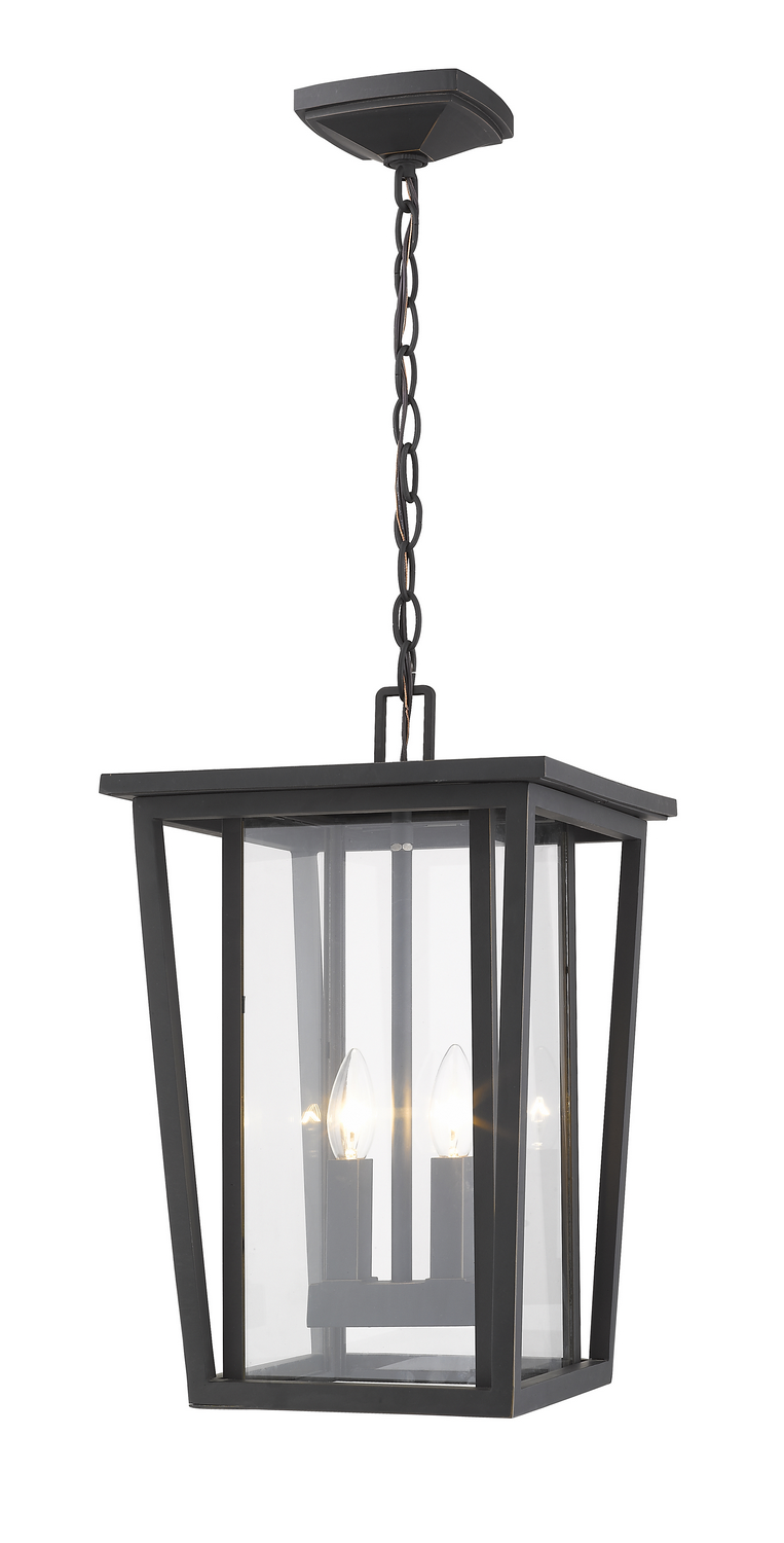 Two Light Outdoor Chain Mount Ceiling Fixture by Z-Lite - Seoul Collection, Oil Rubbed Bronze Finish - 571CHB-ORB