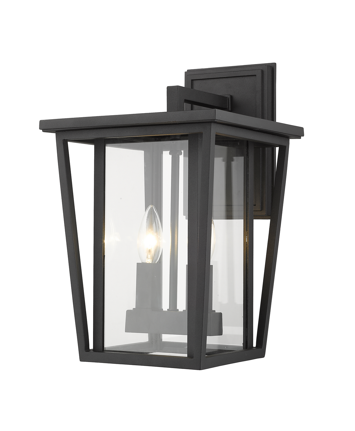 Two Light Outdoor Wall Sconce by Z-Lite - Seoul Collection, Black Finish - 571M-BK