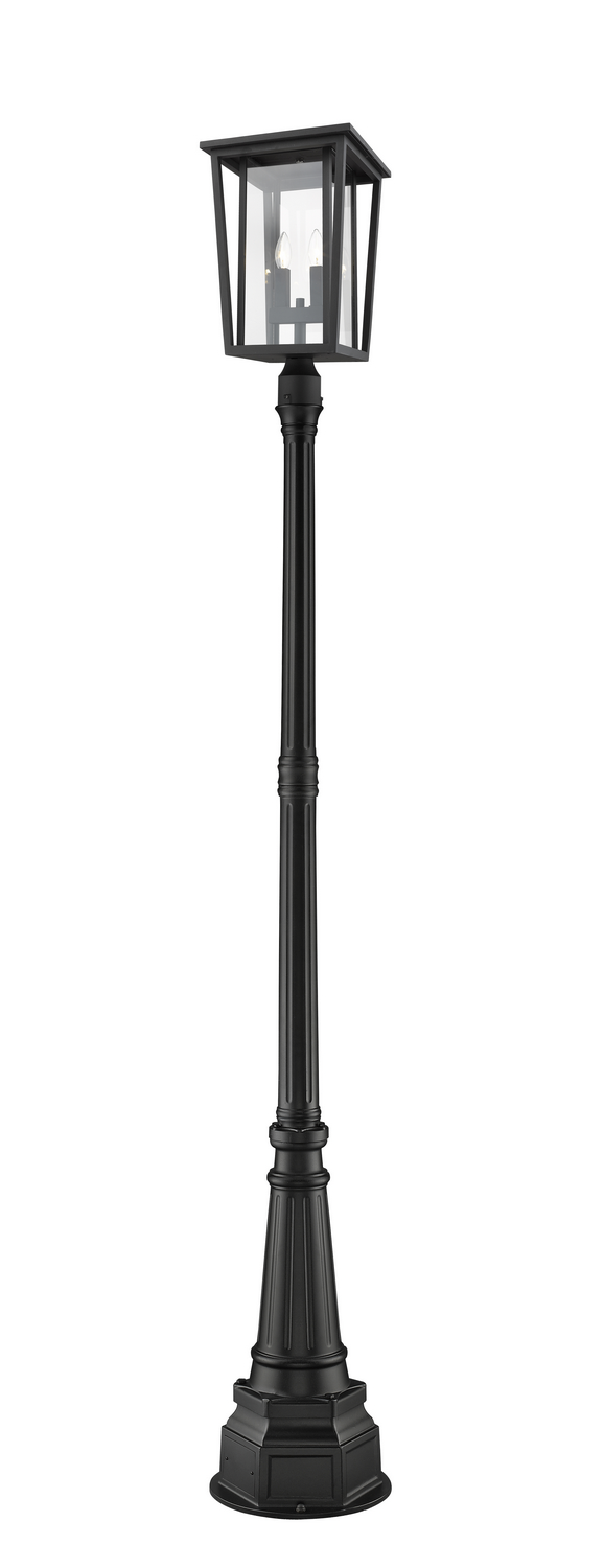 Two Light Outdoor Post Mounted Fixture by Z-Lite - Seoul Collection, Black Finish - 571PHBR-564P-BK
