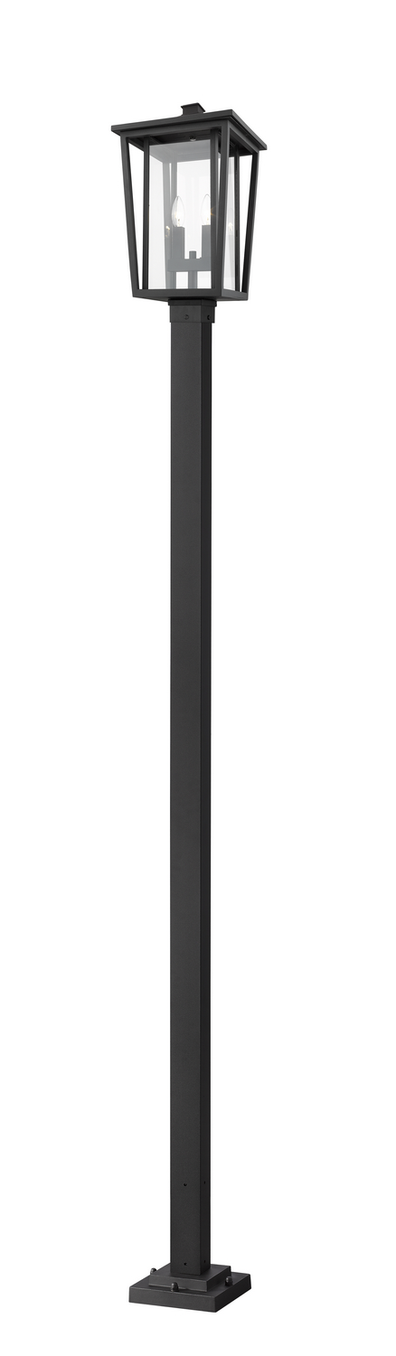 Two Light Outdoor Post Mounted Fixture by Z-Lite - Seoul Collection, Black Finish - 571PHBS-536P-BK