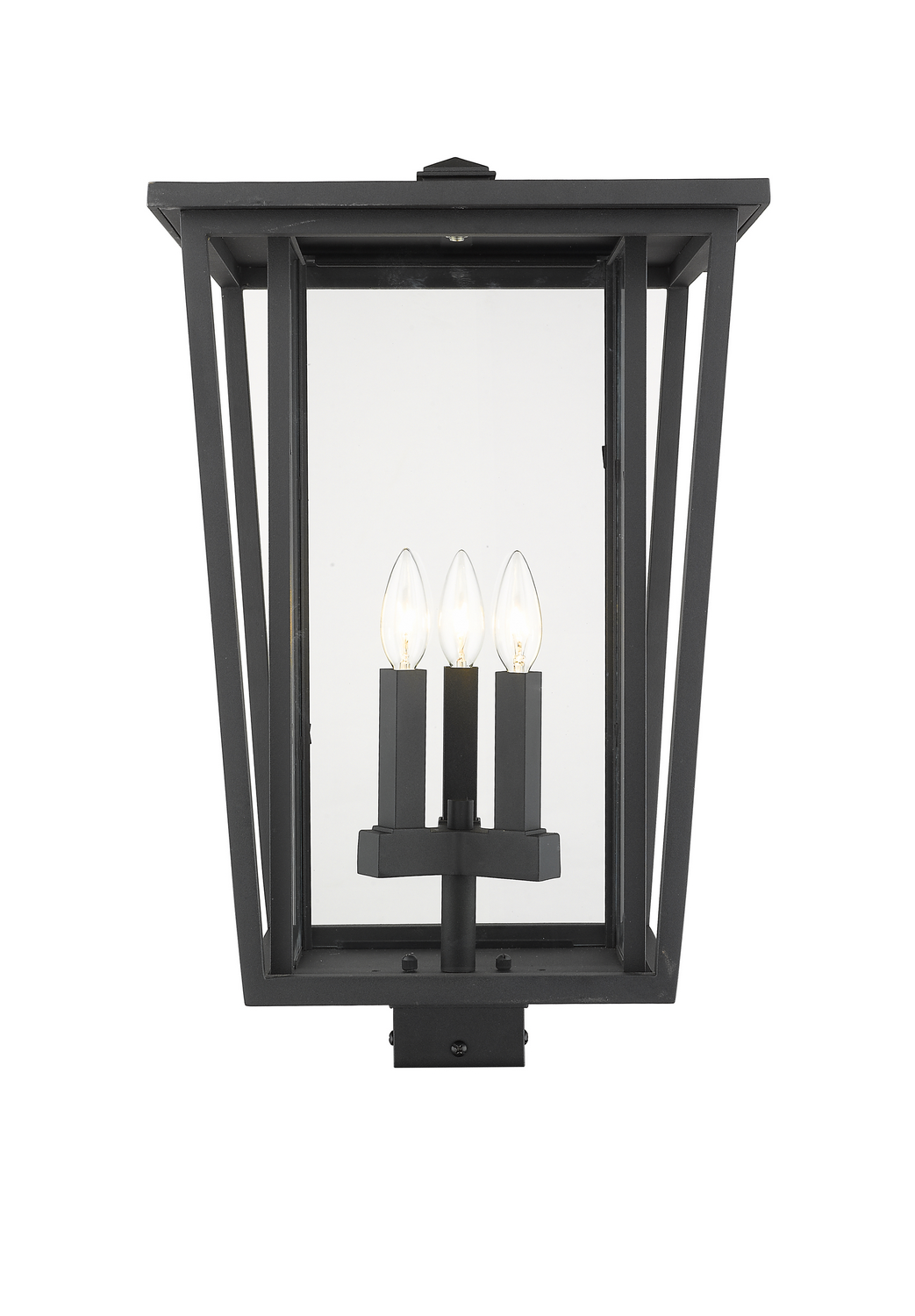 Three Light Outdoor Post Mount Fixture by Z-Lite - Seoul Collection, Black Finish - 571PHXLS-BK