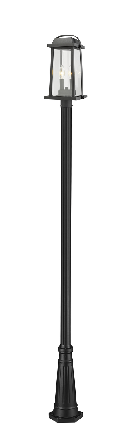 Two Light Outdoor Post Mounted Fixture by Z-Lite - Millworks Collection, Black Finish - 574PHMR-519P-BK