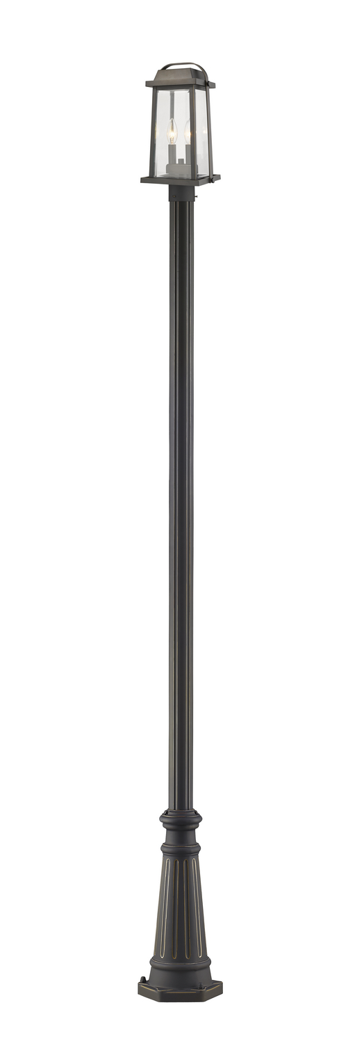 Two Light Outdoor Post Mounted Fixture by Z-Lite - Millworks Collection, Oil Rubbed Bronze Finish - 574PHMR-519P-ORB