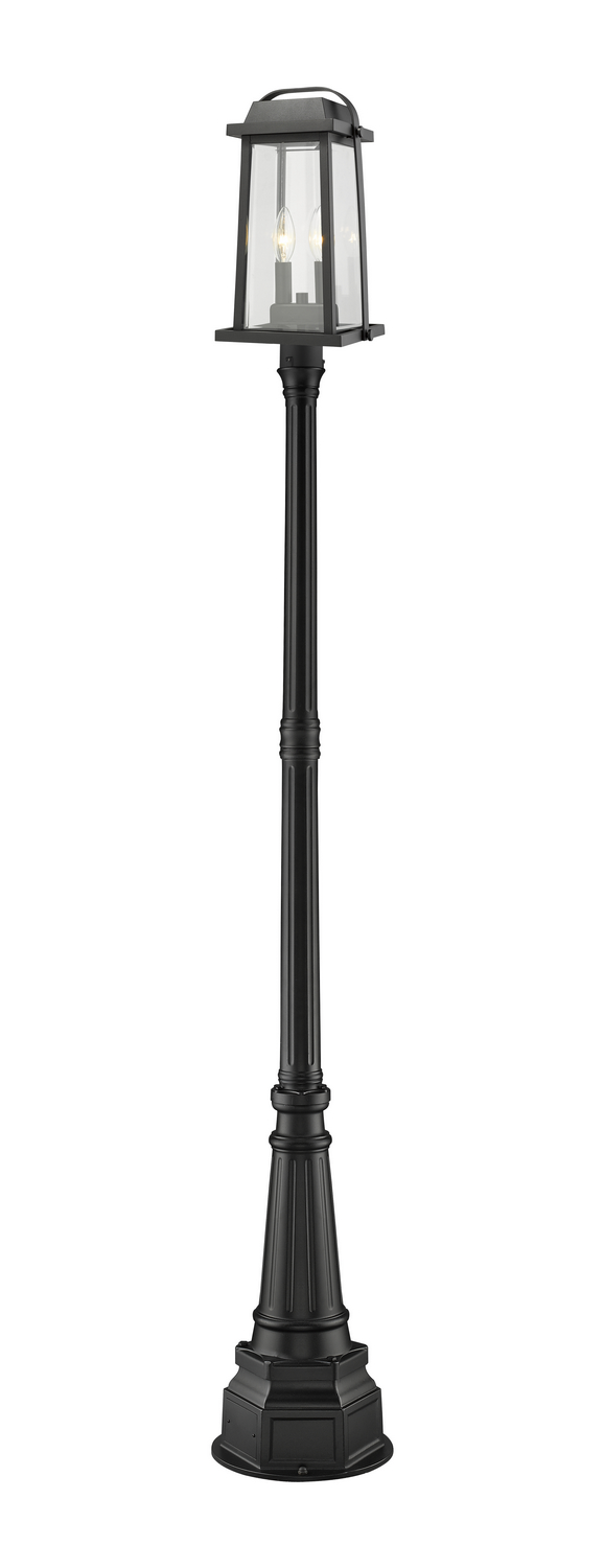 Two Light Outdoor Post Mounted Fixture by Z-Lite - Millworks Collection, Black Finish - 574PHMR-564P-BK