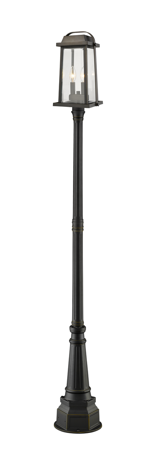 Two Light Outdoor Post Mounted Fixture by Z-Lite - Millworks Collection, Oil Rubbed Bronze Finish - 574PHMR-564P-ORB