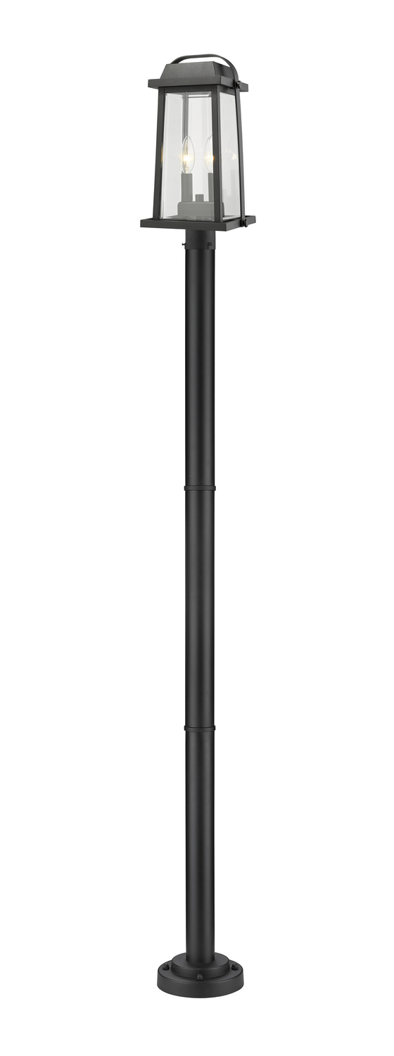 Two Light Outdoor Post Mounted Fixture by Z-Lite - Millworks Collection, Black Finish - 574PHMR-567P-BK