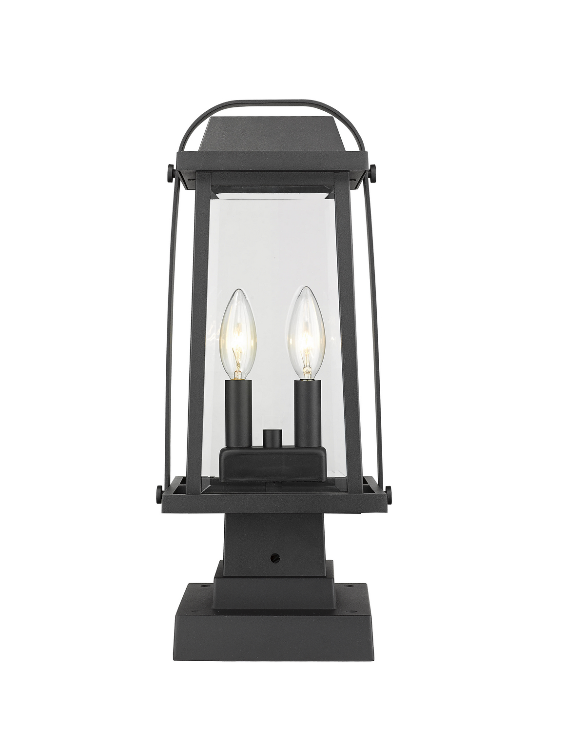 Two Light Outdoor Pier Mounted Fixture by Z-Lite - Millworks Collection, Black Finish - 574PHMS-SQPM-BK