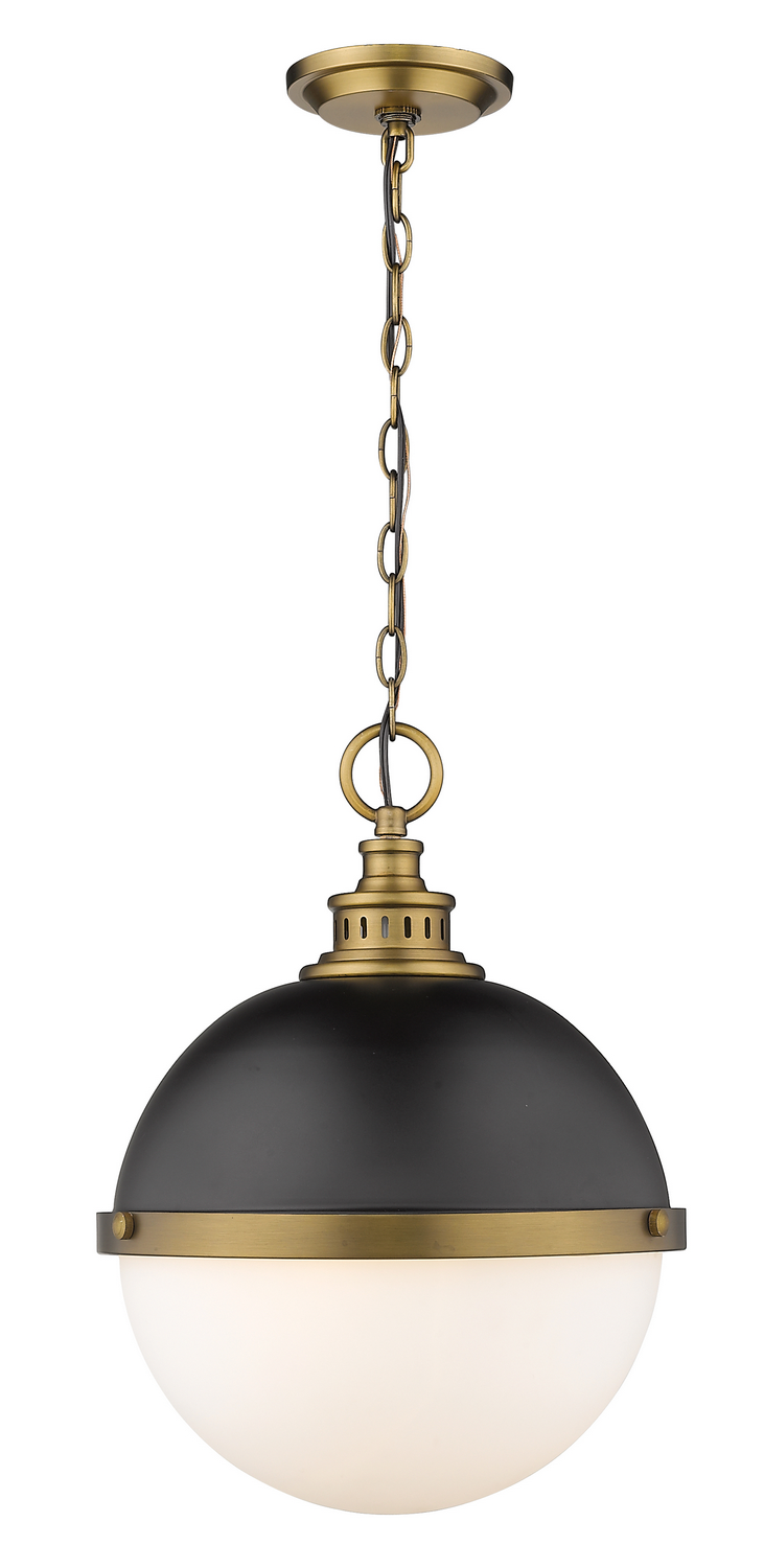 Two Light Pendant by Z-Lite - Peyton Collection, Matte Black + Factory Bronze Finish - 619P14-MB-FB