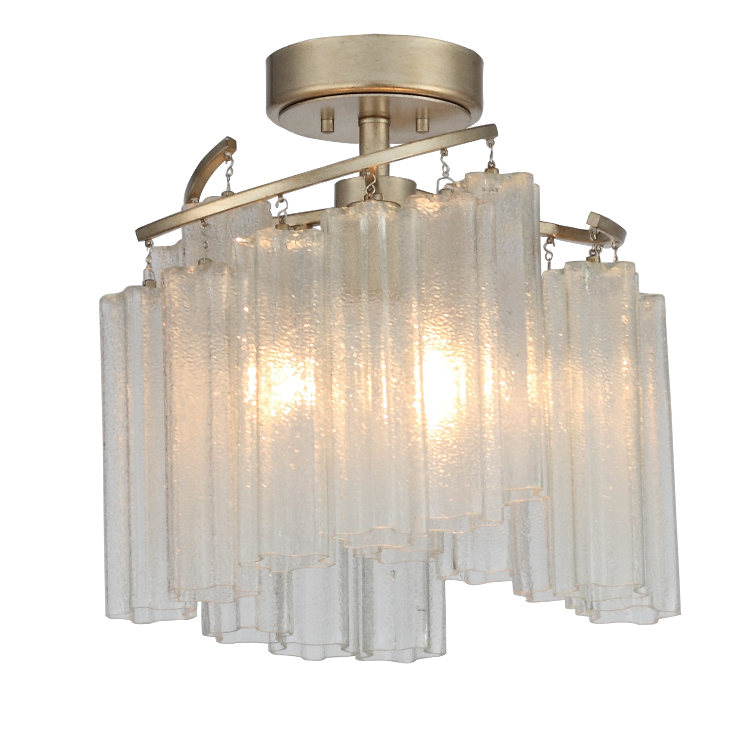 Maxim Victoria Three Light Semi-Flush Mount in Golden Silver - 39570WFLGS