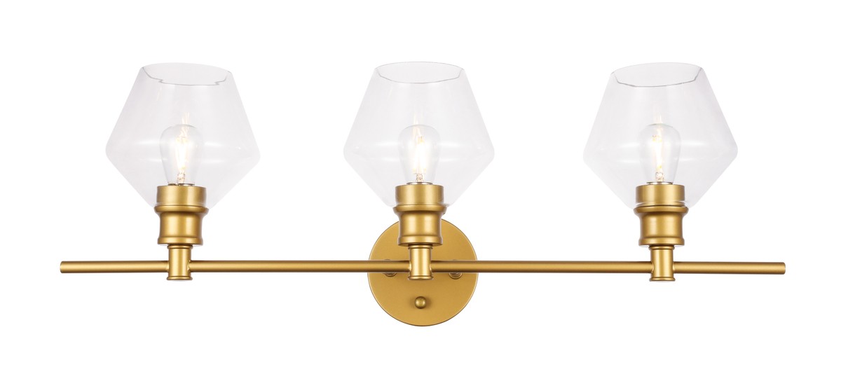Photos - Chandelier / Lamp Elegant Lighting Brass Three Light Wall Sconce from the Gene Collection LD2316BR