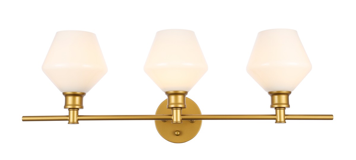 Photos - Chandelier / Lamp Elegant Lighting Brass Three Light Wall Sconce from the Gene Collection LD2317BR 