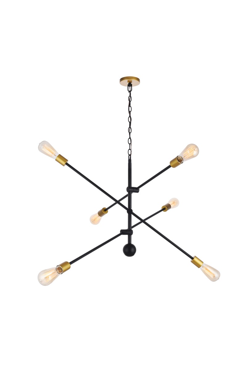 Black Six Light Pendant from the Axel Collection