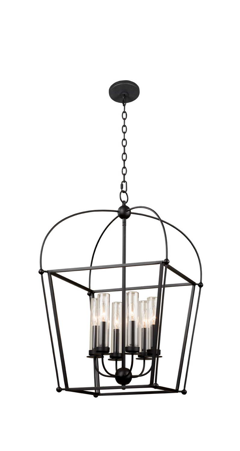 Kalco Sutter Six Light Outdoor Pendant in Smooth Matte Black - 409352BM