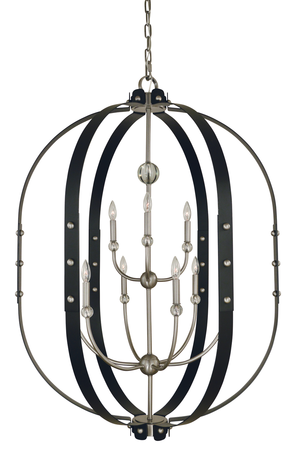 Framburg Urban Craftsman Five Light Chandelier in Brushed Nickel/Matte Black - 5319 BN/MBLACK