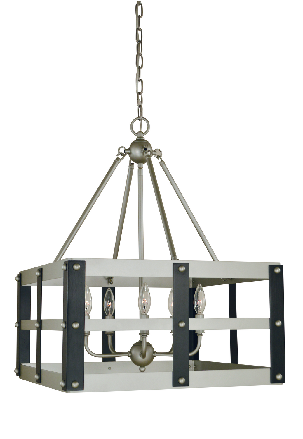 Framburg Metro Artisan Five Light Chandelier in Satin Pewter/Matte Black - 5346 SP/MBLACK