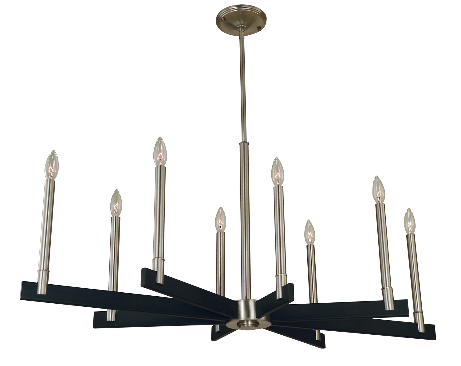 Framburg Jessica Eight Light Chandelier in Brushed Nickel/Matte Black - 5352 BN/MBLACK