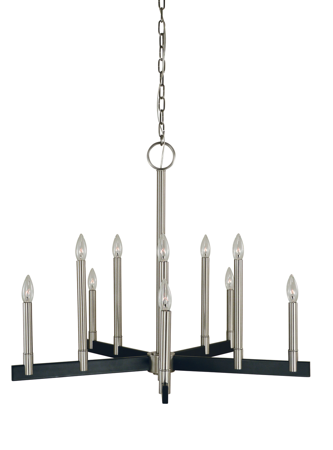 Framburg Jessica Ten Light Chandelier in Brushed Nickel/Matte Black - 5358 BN/MBLACK