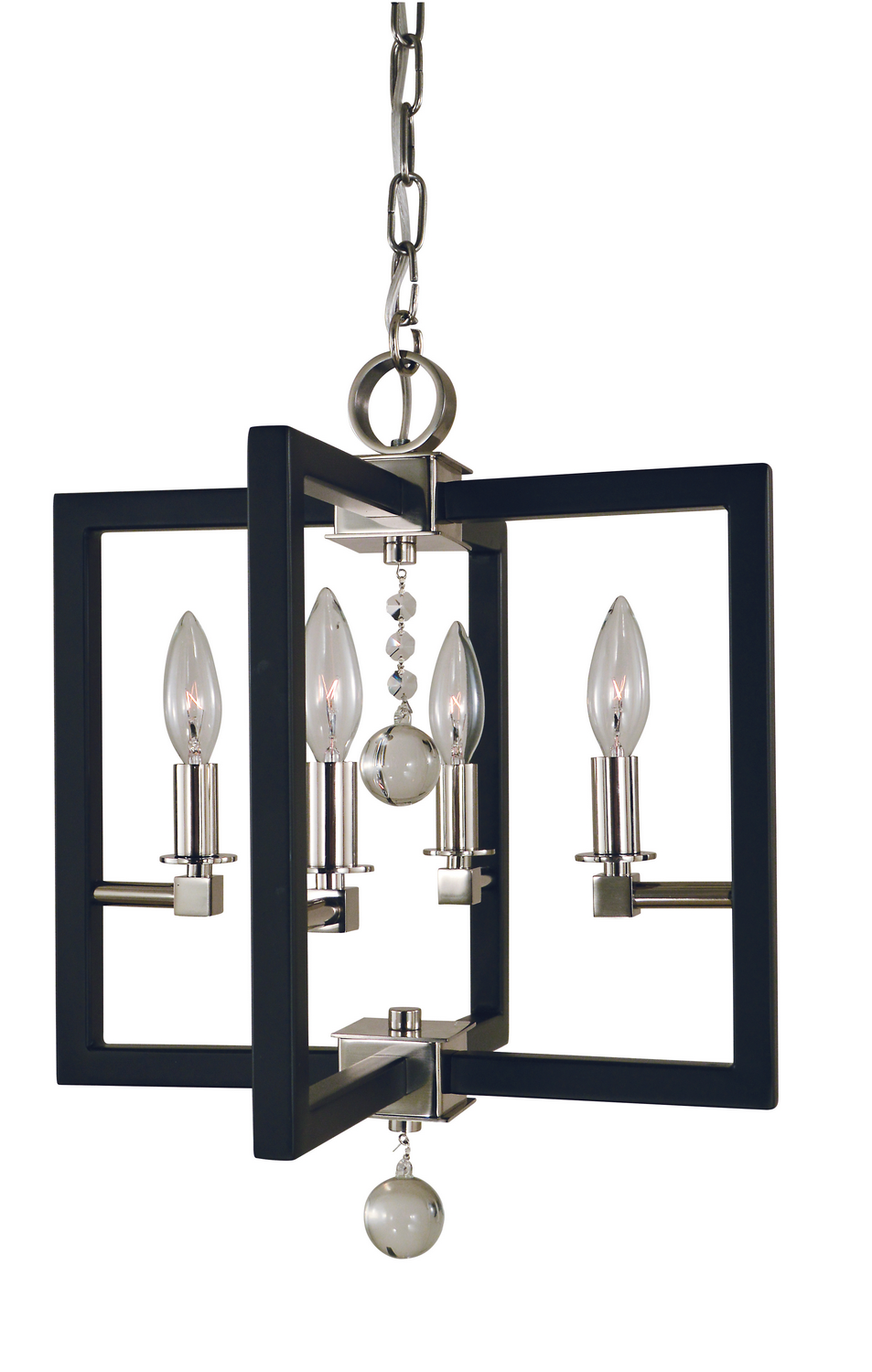 Framburg Minimalist Elegant Four Light Chandelier in Polished Nickel/Matte Black - 5362 PN/MBLACK