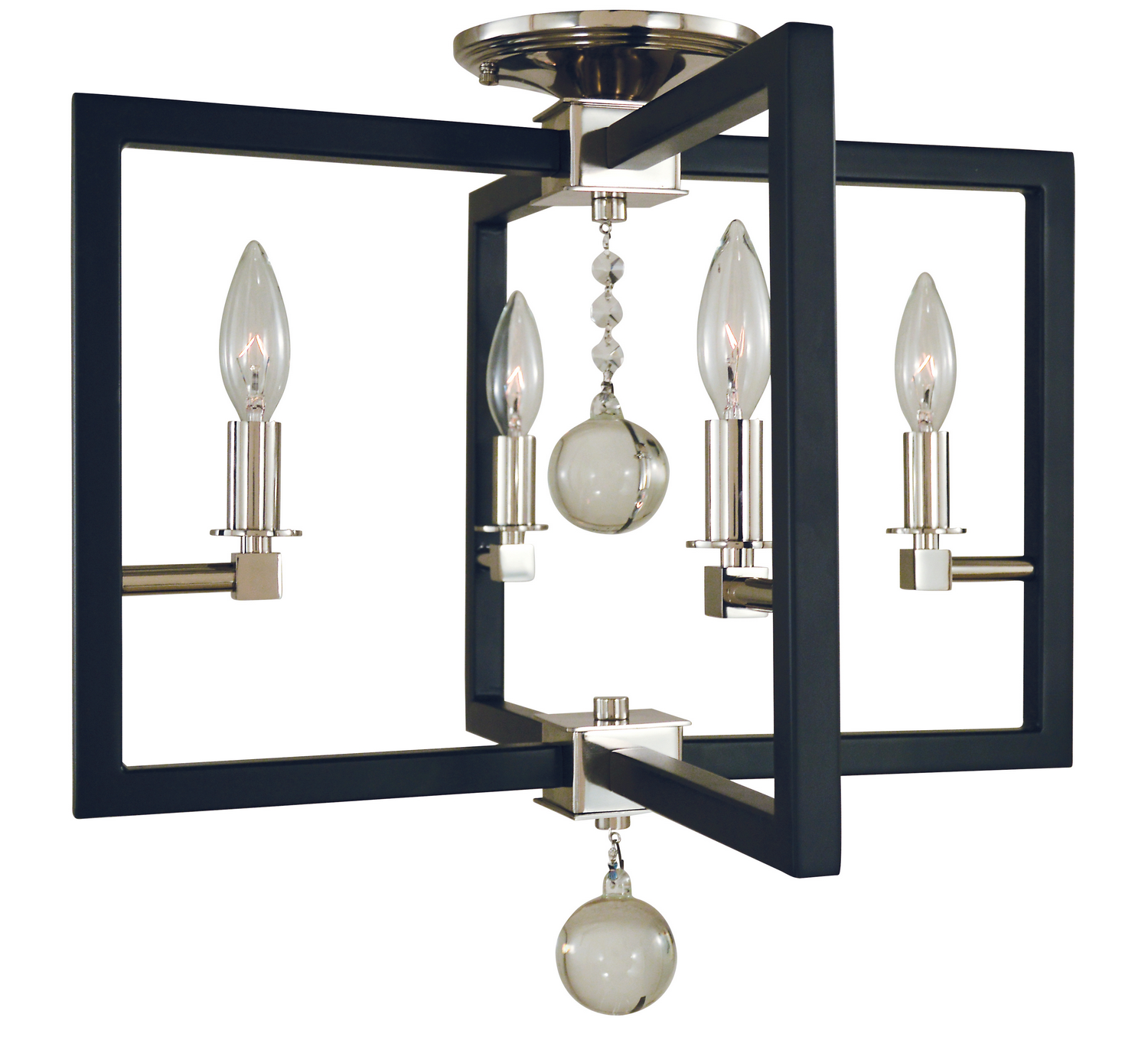 Framburg Minimalist Elegant Four Light Flush / Semi-Flush Mount in Polished Nickel/Matte Black - 5363 PN/MBLACK