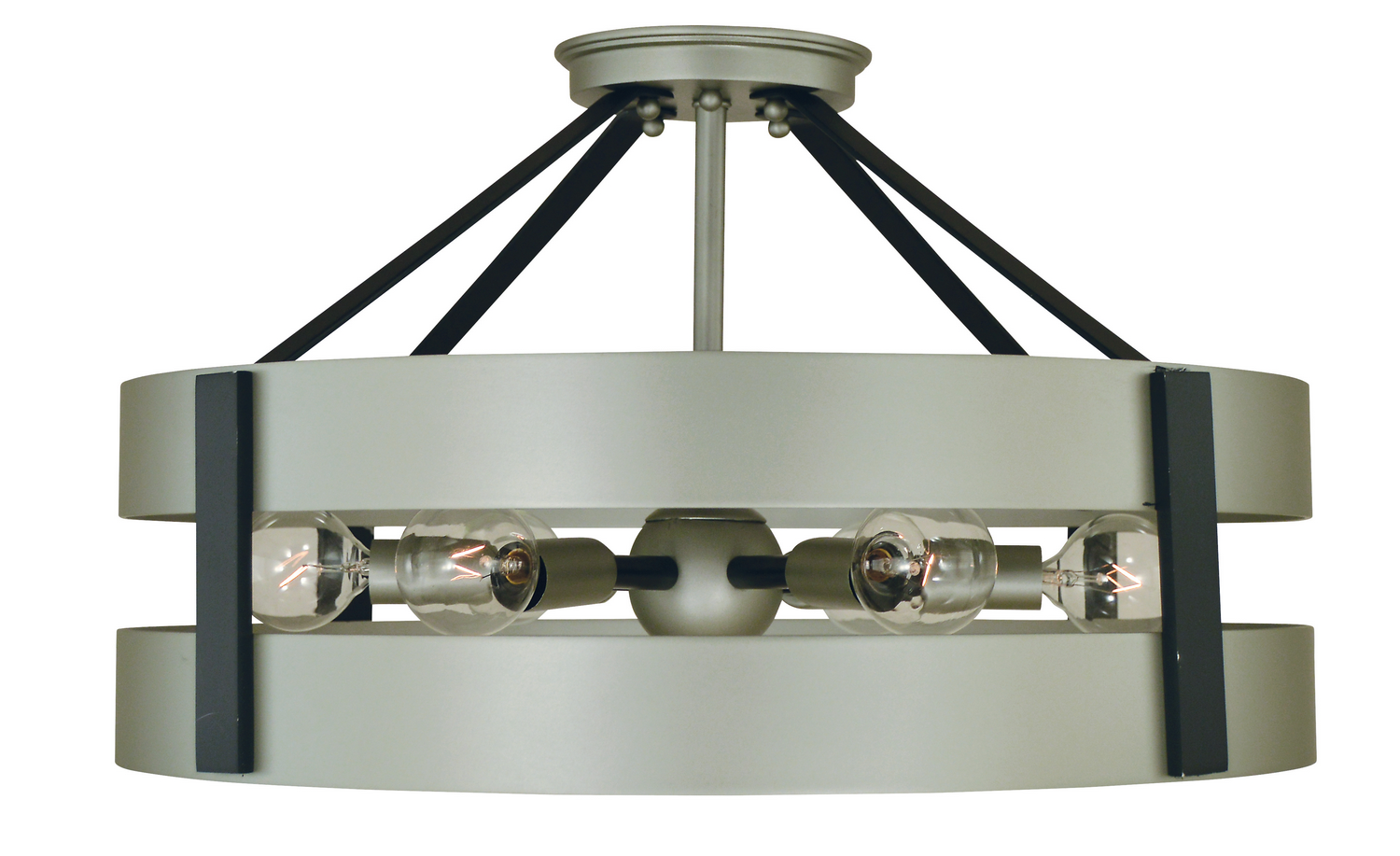Framburg Orion Six Light Flush /Semi Flush Mount in Satin Pewter/Matte Black - 5384 SP/MBLACK