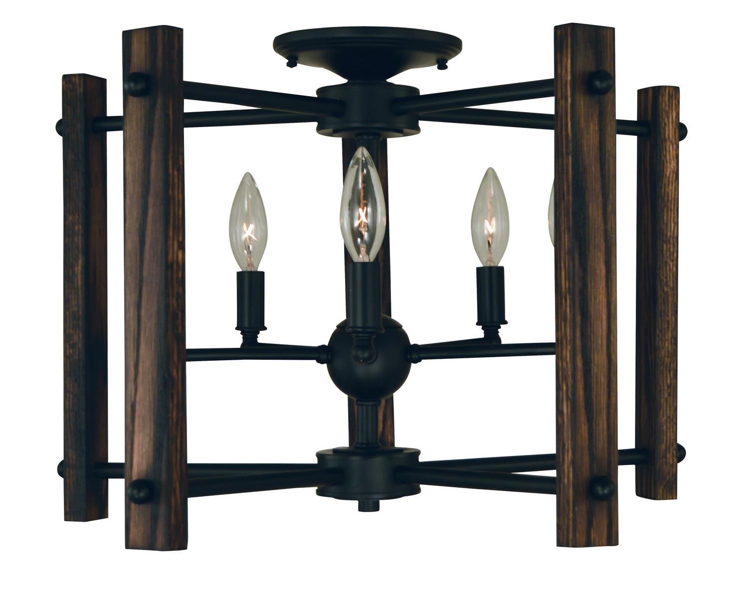 Framburg Modern Farmhouse Five Light Flush / Semi-Flush Mount in Matte Black - 5401 MBLACK