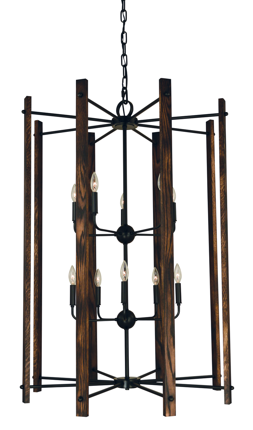 Framburg Modern Farmhouse Ten Light Foyer Chandelier in Matte Black - 5408 MBLACK