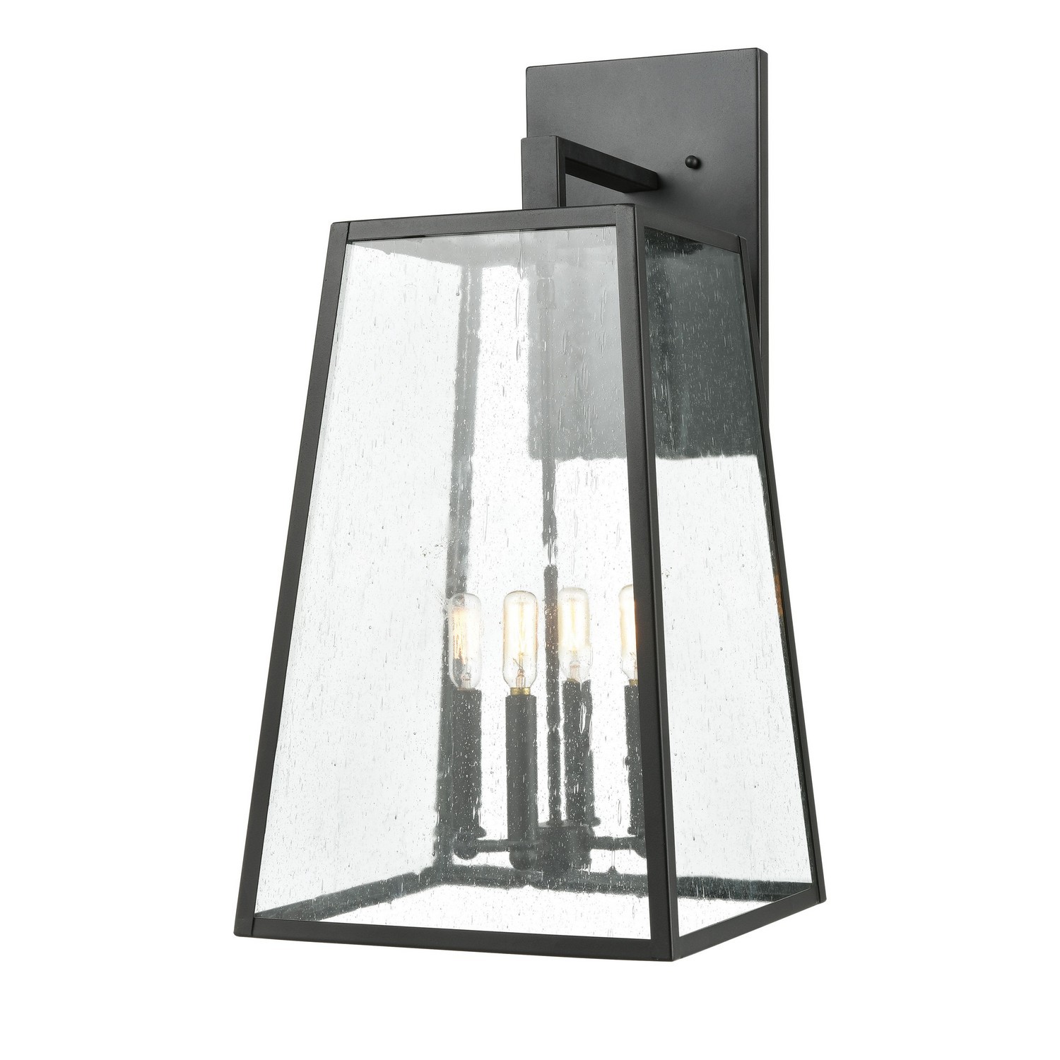 ELK 47523/4 MEDITTERANO 4-LIGHT SCONCE IN MATTE BLACK WITH SEEDY GLASS 13W X 27H 4 TORPEDO