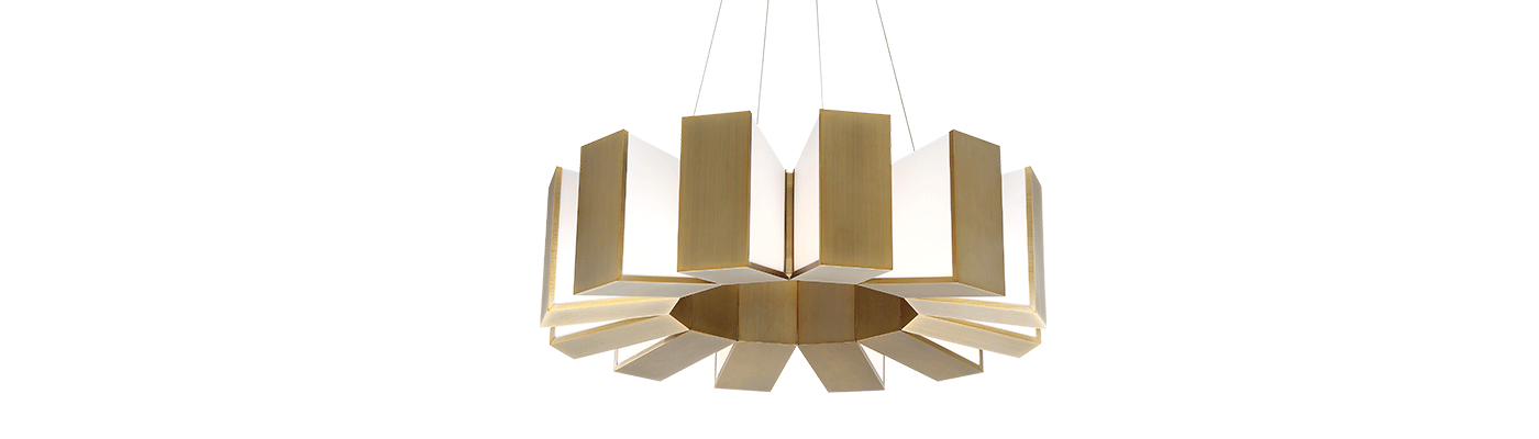 LED Chandelier by Modern Forms - Chronos Collection, Aged Brass Finish - PD-75950-AB