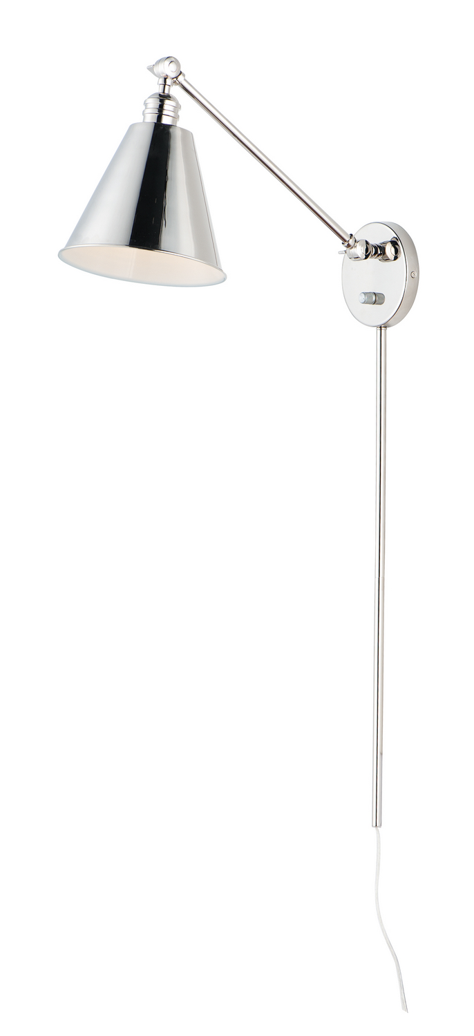 Maxim Library One Light Wall Sconce in Polished Nickel - 12222PN