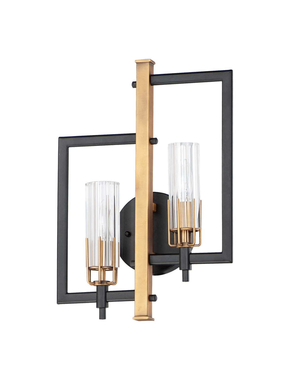 Maxim Flambeau Two Light Wall Sconce in Black / Antique Brass - 16112CLBKAB