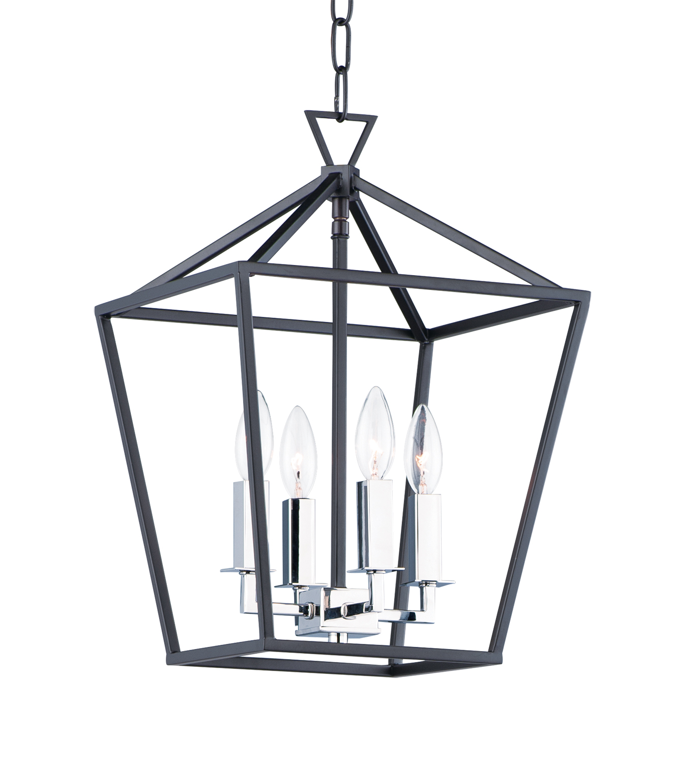 Maxim Abode Four Light Chandelier in Textured Black / Polished Nickel - 25152TXBPN