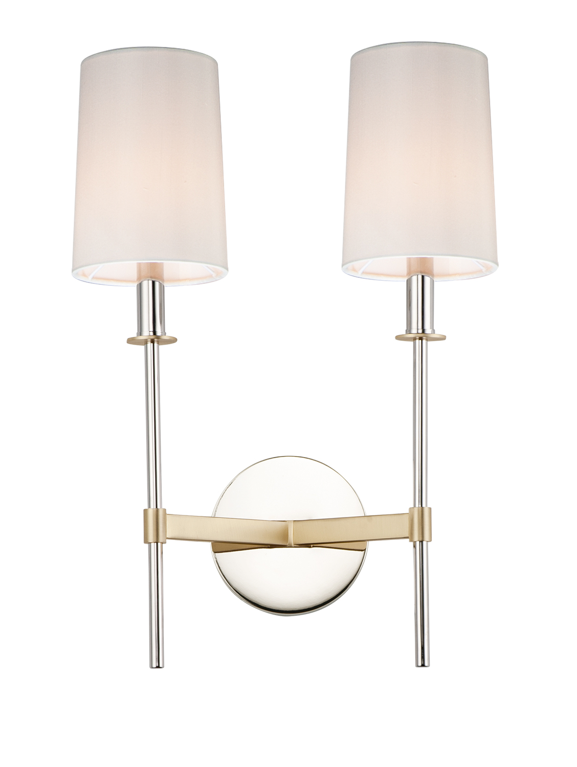 Maxim Uptown Two Light Wall Sconce in Satin Brass / Polished Nickel - 32392OFSBRPN