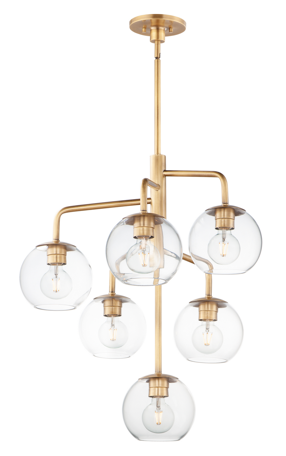 Maxim Branch Six Light Chandelier in Natural Aged Brass - 38416CLNAB