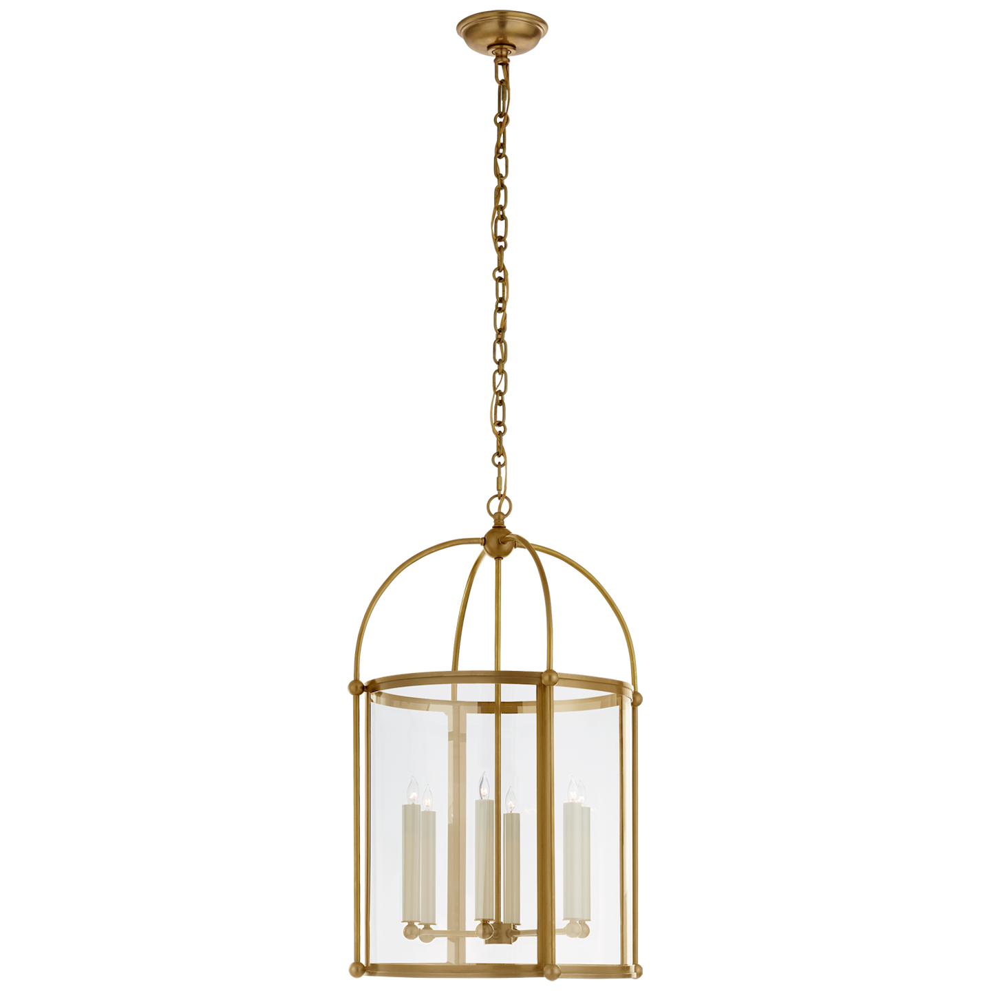 Visual Comfort Signature Riverside Round Six Light Lantern in Antique-Burnished Brass - CHC 3451AB-CG