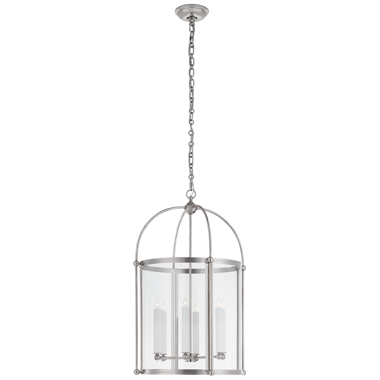 Visual Comfort Signature Riverside Round Six Light Lantern in Polished Nickel - CHC 3451PN-CG